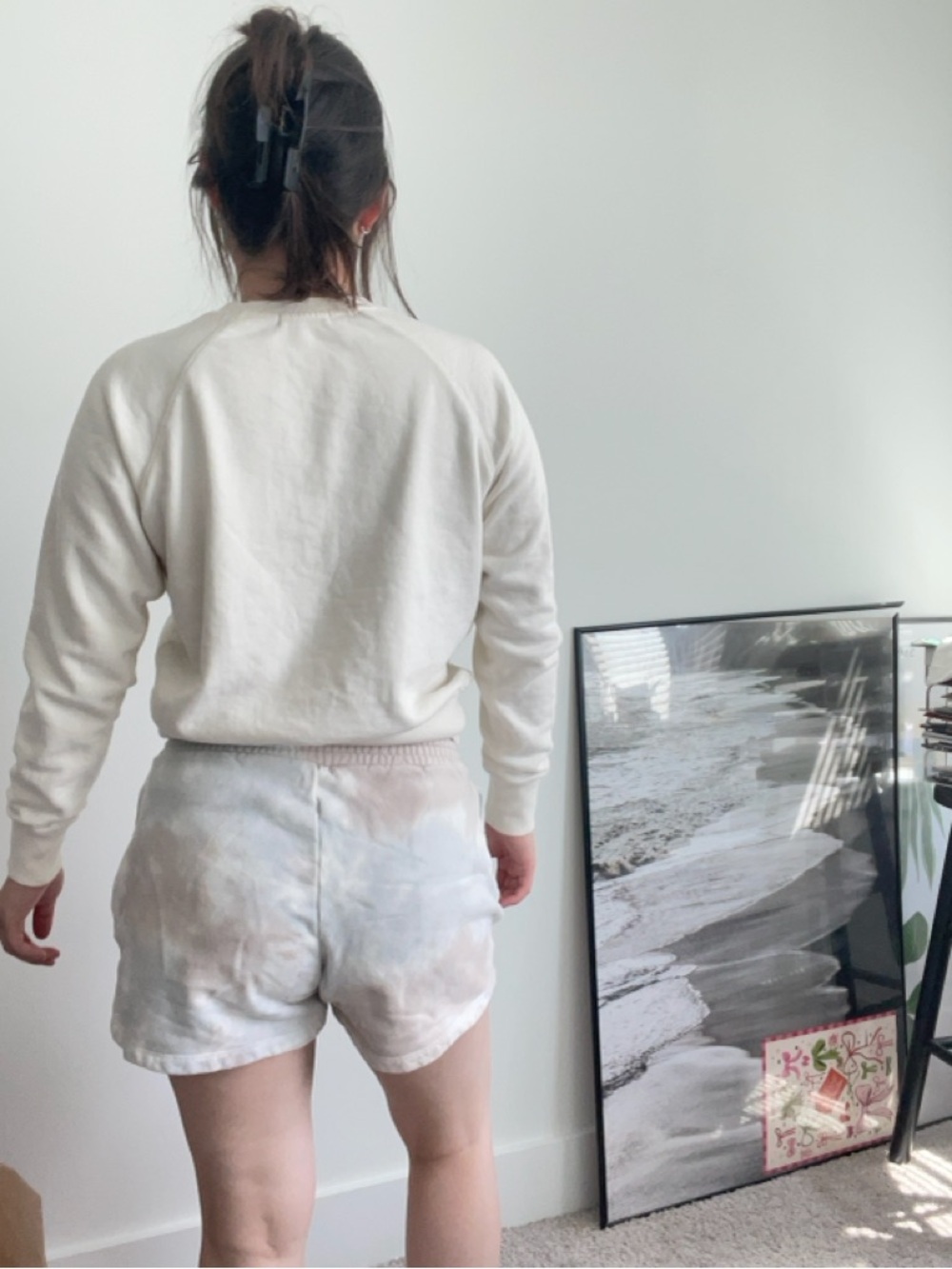 Cream Tie-Dye Shorts - Neutral Tones